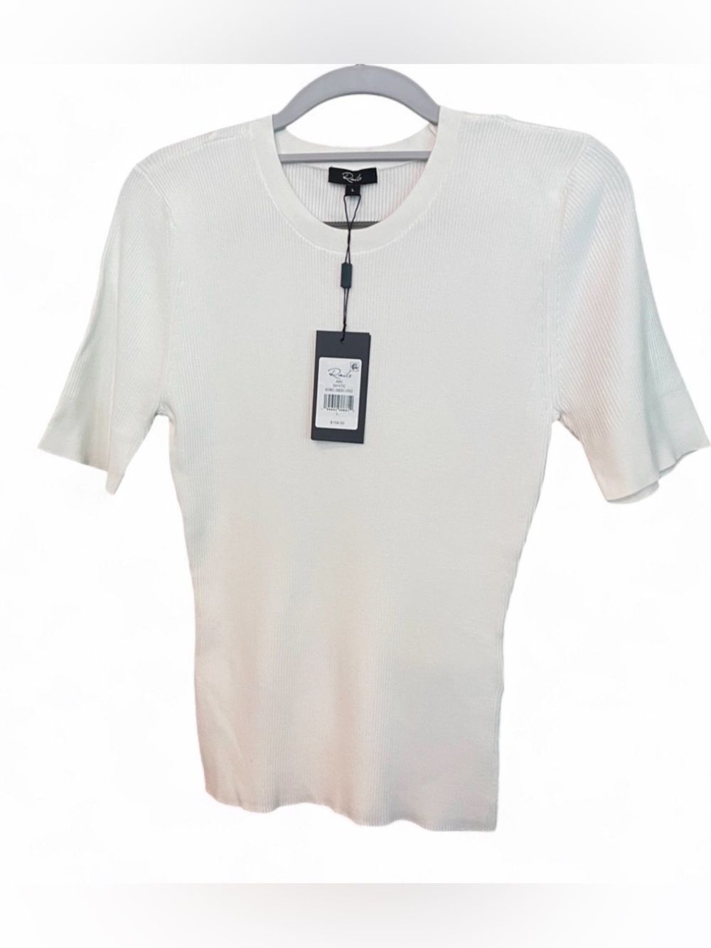 NWT Rails White Ribbed Ari Short Sleeve Top Womens Size Large